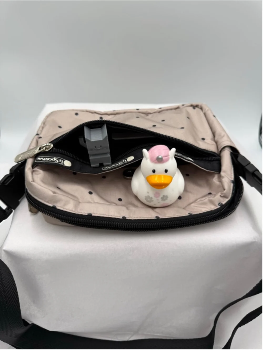 Women's LeSportsac Crossbody Bag One Size Beige Black Polka Dot - Picture 6 of 14